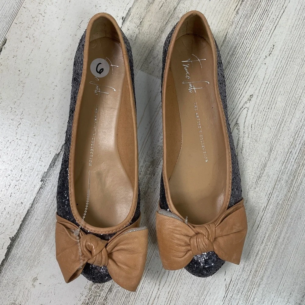 Franco Sarto Artisan glitter leather bow flats - Picture 6 of 9
